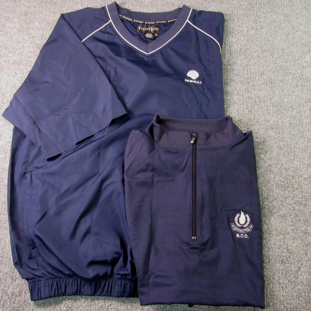 FootJoy Short Sleeve Windshirt and 1/4 Zip Vest Men XL Golf Bundle Lot of 2 Blue